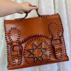 Vintage 60s/70s Hippie Woodstock Era Leather Octagram Stachel